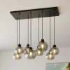 Pendellamper ^ TK Lighting Hængelampe Cubus, 95 cm lang, 8 lyskilder, røggrå, glas