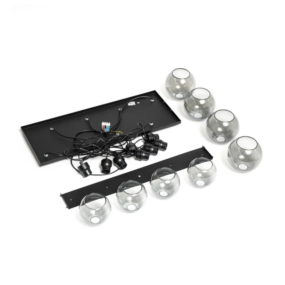 Pendellamper ^ TK Lighting Hængelampe Cubus, 95 cm lang, 8 lyskilder, røggrå, glas