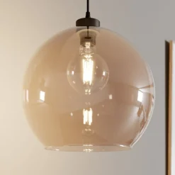 TK Lighting Pendellamper|Pendellamper > Hængelampe Cubus, rav, glas, Ø 30 cm, E27