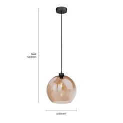 TK Lighting Pendellamper|Pendellamper > Hængelampe Cubus, rav, glas, Ø 30 cm, E27