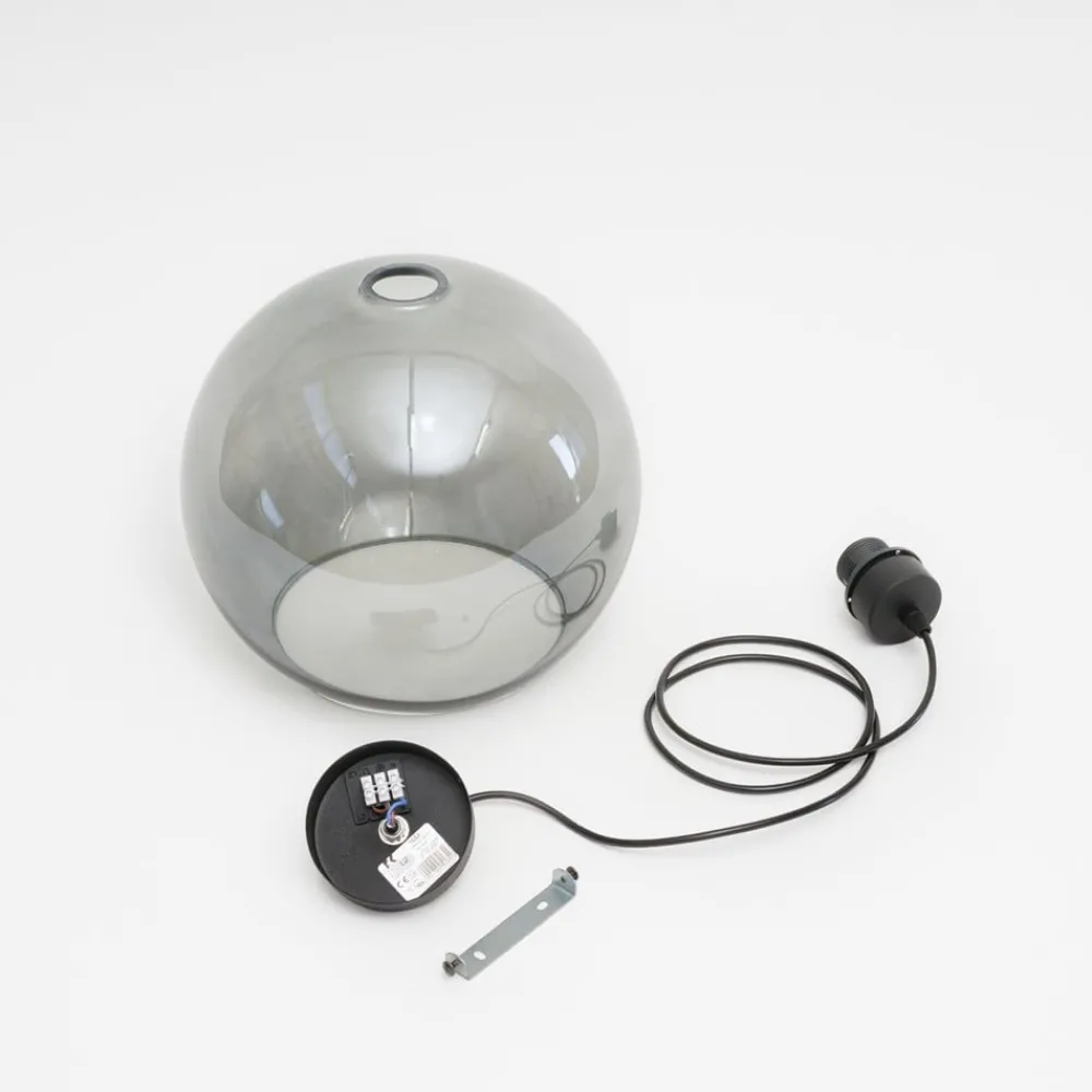TK Lighting Pendellamper|Pendellamper > Hængelampe Cubus, røggrå, glas, Ø 30 cm, E27