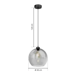 TK Lighting Pendellamper|Pendellamper > Hængelampe Cubus, røggrå, glas, Ø 30 cm, E27