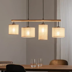 Pendellamper ^ TK Lighting Hængelampe Deva Nature, 4 lyskilder, tekstil