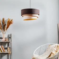 Duolla Pendellamper > Hængelampe Devon, brun/beige/ecru/guld Ø45cm