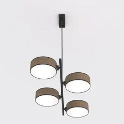 EMIBIG LIGHTING Pendellamper > Hængelampe Drumz 4, brun, stof/stål, længde 80 cm, E14