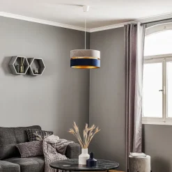 Duolla Pendellamper > Hængelampe Duo marineblå/grå/guld Ø40cm 1flammig