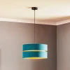 Pendellamper ^ Duolla Hængelampe Duo, turkis/guld, Ø40cm, 1 lyskilde