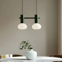 ALDEX Pendellamper > Hængelampe Flo, grøn, 2 lyskilder, glas