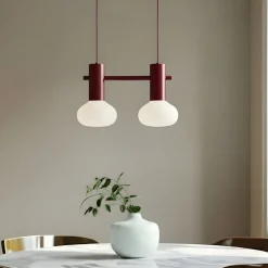 ALDEX Pendellamper|Pendellamper > Hængelampe Flo, rød, 2 lyskilder, glas