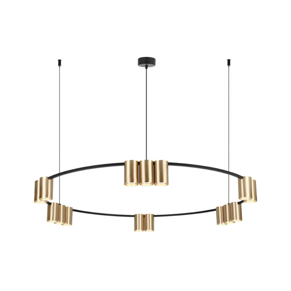 Eko-Light Arbejdsrum/Kontor|Pendellamper > Hængelampe Genesis, aluminium, sort/guld, 15 x GU10, Ø 100 cm