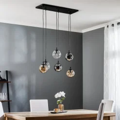 Pendellamper|Pendellamper ^ EMIBIG LIGHTING Hængelampe Glassy, 6 lyskilder, grafit/amber/klar, glas, 75 cm
