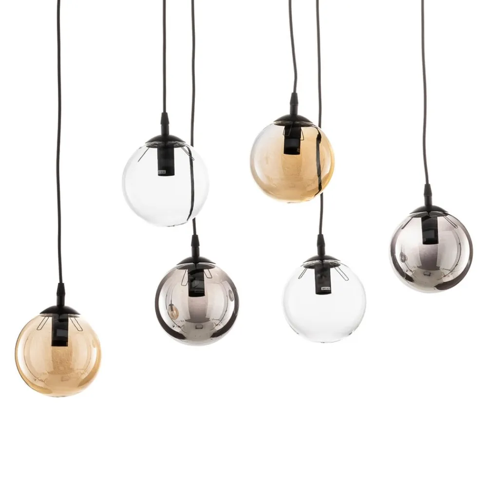 Pendellamper|Pendellamper ^ EMIBIG LIGHTING Hængelampe Glassy, 6 lyskilder, grafit/amber/klar, glas, 75 cm