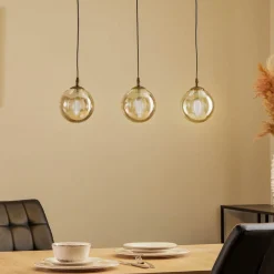 EMIBIG LIGHTING Pendellamper > Hængelampe Glassy, 3 lyskilder, lige, sort, grafit, glas
