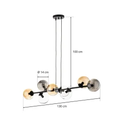 EMIBIG LIGHTING Pendellamper|Pendellamper > Hængelampe Glassy, 8 lyskilder, sort, grafit/amber/klar
