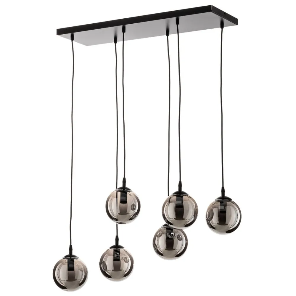 EMIBIG LIGHTING Pendellamper > Hængelampe Glassy, 6 lyskilder, sort, grafit, glas, 75 cm