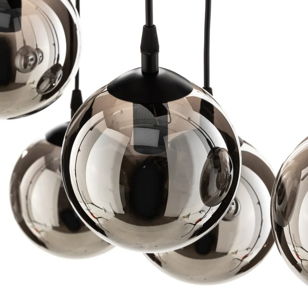 EMIBIG LIGHTING Pendellamper > Hængelampe Glassy, 6 lyskilder, sort, grafit, glas, 75 cm