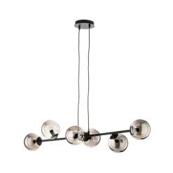 Pendellamper|Pendellamper ^ EMIBIG LIGHTING Hængelampe Glassy, 6 lyskilder, sort, grafit, glas, 110 cm