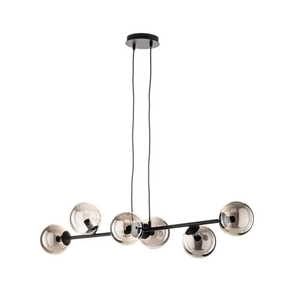 Pendellamper|Pendellamper ^ EMIBIG LIGHTING Hængelampe Glassy, 6 lyskilder, sort, grafit, glas, 110 cm