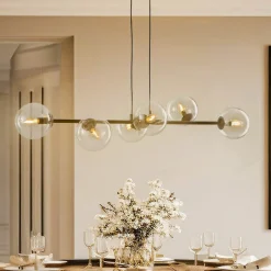 EMIBIG LIGHTING Pendellamper > Hængelampe Glassy, 6 lyskilder, sort, klar, glas, 110 cm