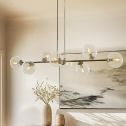 EMIBIG LIGHTING Pendellamper > Hængelampe Glassy, 8 lyskilder, sort, klar, glas, E14