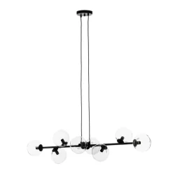 EMIBIG LIGHTING Pendellamper > Hængelampe Glassy, 8 lyskilder, sort, klar, glas, E14