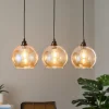 Opviq Pendellamper|Pendellamper > Hængelampe guld 022 3 lyskilder lineært glas Ø20cm