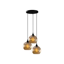 Pendellamper|Pendellamper ^ Opviq Hængelampe guld 021 3 lyskilder rondelglas Ø20cm