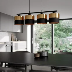 TK Lighting Pendellamper|Pendellamper > Hængelampe Hilton, sort/guld, 4 lyskilder