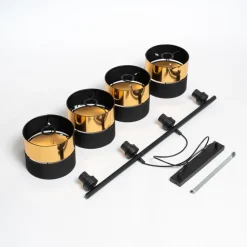 TK Lighting Pendellamper|Pendellamper > Hængelampe Hilton, sort/guld, 4 lyskilder