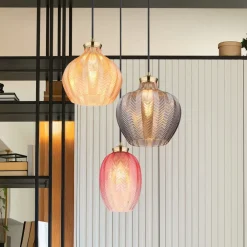 Globo Pendellamper > Hængelampe Jessica, Ø 45 cm, farverig, 3 lyskilder, glas