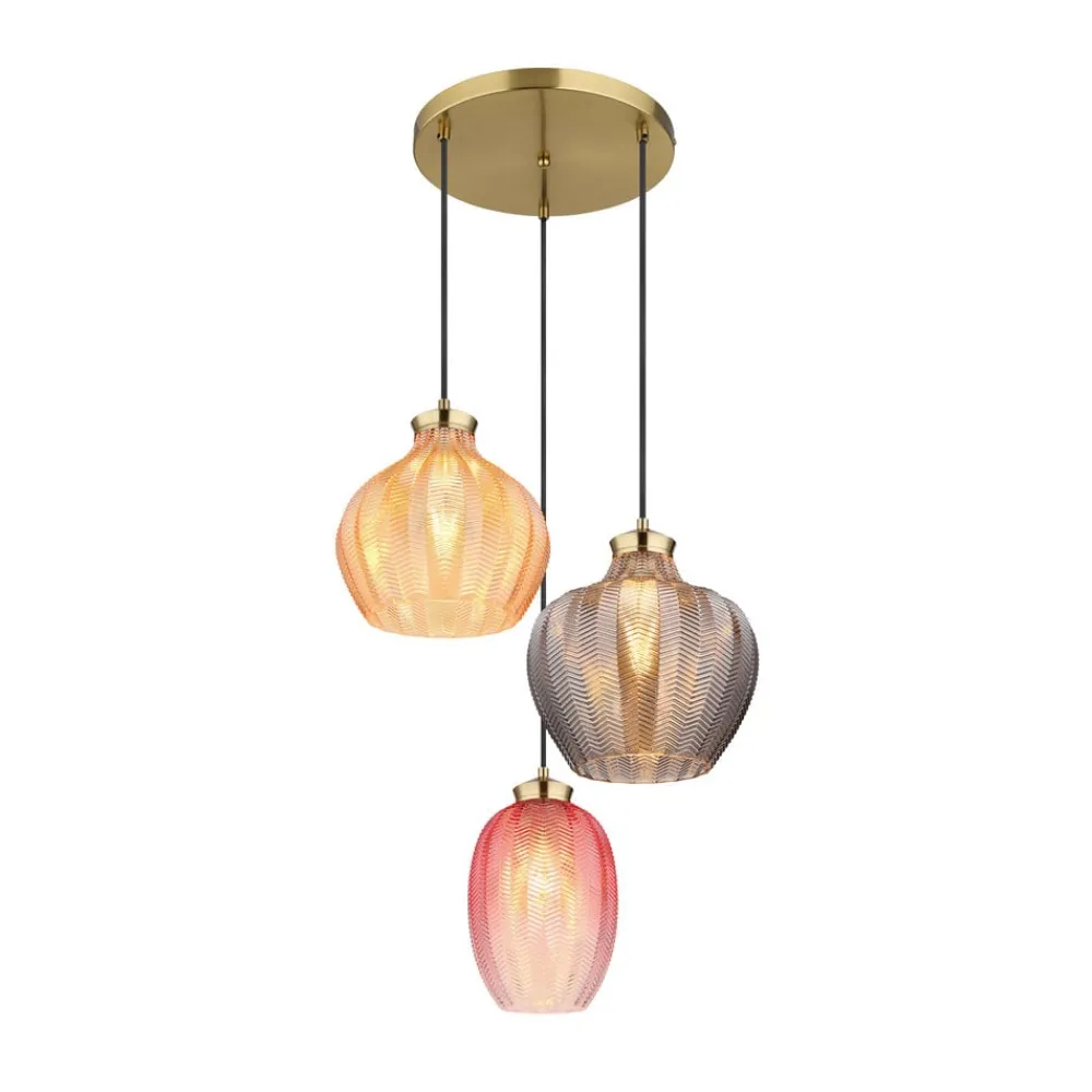 Globo Pendellamper > Hængelampe Jessica, Ø 45 cm, farverig, 3 lyskilder, glas