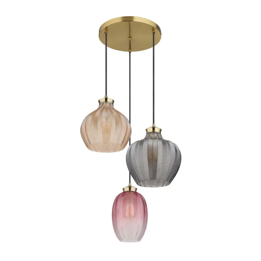 Globo Pendellamper > Hængelampe Jessica, Ø 45 cm, farverig, 3 lyskilder, glas
