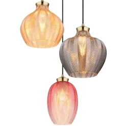 Globo Pendellamper > Hængelampe Jessica, Ø 45 cm, farverig, 3 lyskilder, glas
