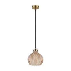 Pendellamper ^ Globo Hængelampe Jessica, Ø 22 cm, ravfarvet, glas