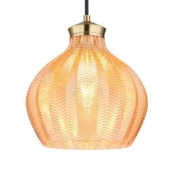 Pendellamper ^ Globo Hængelampe Jessica, Ø 22 cm, ravfarvet, glas