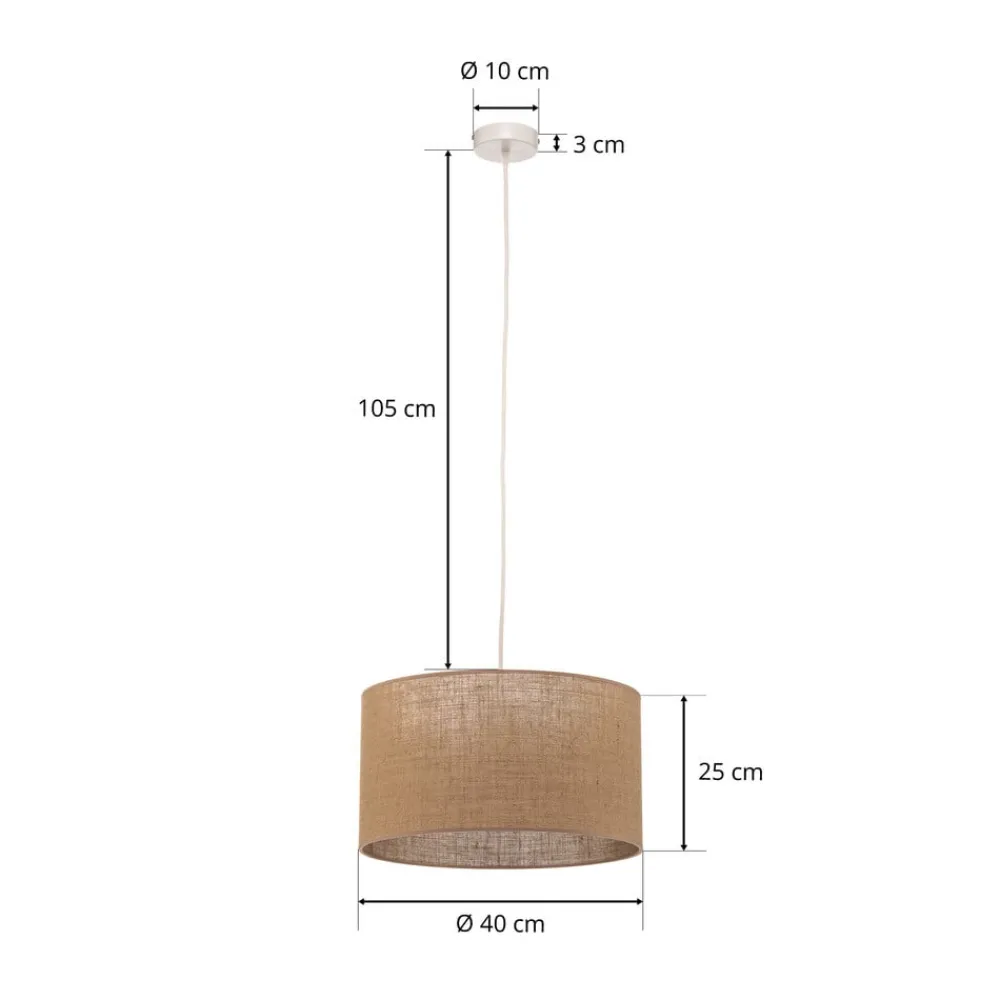 Pendellamper ^ Duolla Hængelampe Jute cylinder naturbrun Ø40cm 1 lyskilde.