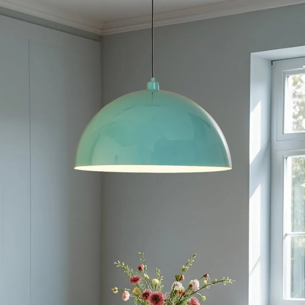 Opviq Pendellamper|Pendellamper > Hængelampe Kure, turkis, metal, Ø 60 cm, E27