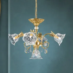 ORION Lysekroner > Hængelampe La Boheme, guld, 5 lyskilder, krystalglas