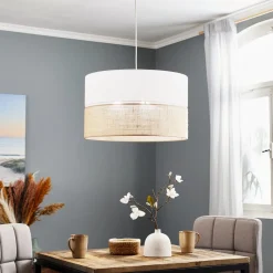 Gang ^ TK Lighting Hængelampe Linobianco med jute