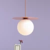 ALDEX Pendellamper > Hængelampe Loop Coral L, korallrød, glaskugle opal, metal