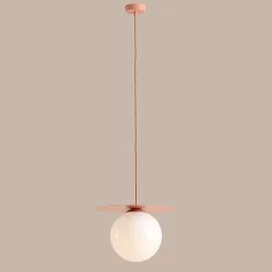 ALDEX Pendellamper > Hængelampe Loop Coral L, korallrød, glaskugle opal, metal
