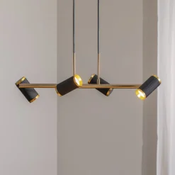 Lucea Pendellamper > Hængelampe Lume sort/guld antik længde 66 cm 4 lyskilder metal