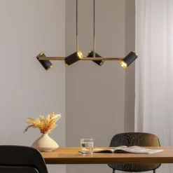 Lucea Pendellamper > Hængelampe Lume sort/guld antik længde 66 cm 4 lyskilder metal