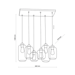 TK Lighting Pendellamper|Pendellamper > Hængelampe Marco Brown, 6 lyskilder, klar/brun