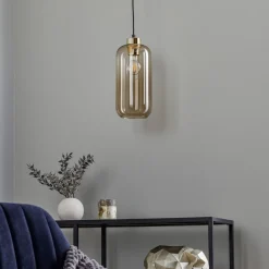 TK Lighting Pendellamper > Hængelampe Marco Green, 1 lyskilde, brun