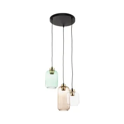 TK Lighting Pendellamper|Pendellamper > Hængelampe Marco Green, 3 lyskilder klar/grøn/brun