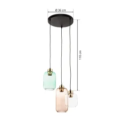 TK Lighting Pendellamper|Pendellamper > Hængelampe Marco Green, 3 lyskilder klar/grøn/brun