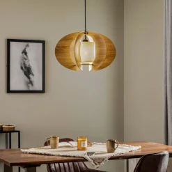 SIGMA Pendellamper|Pendellamper > Hængelampe Modern C M med trælameller Ø 50 cm