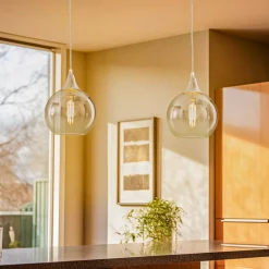 Pendellamper ^ Eko-Light Hængelampe Monte i glas, 1 lyskilde, sølv