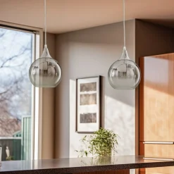 Pendellamper ^ Eko-Light Hængelampe Monte i glas, 1 lyskilde, sølv